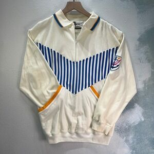 VTG Xactly By Blast Women S Pullover White Blue Nautical Q Zip Anchor Sweatshirt